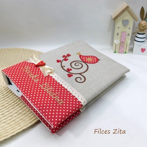 Madárkás hímzett fotóalbum - textil hímzett fényképalbum névhímzéssel - otthon & életmód - papír, írószer - album & fotóalbum - Meska.hu