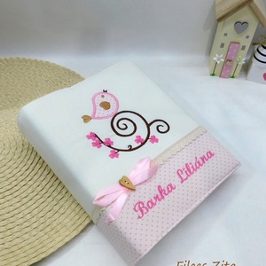 Madárkás hímzett fotóalbum - textil hímzett fényképalbum névhímzéssel, Otthon & Életmód, Papír, írószer, Album & Fotóalbum, Varrás, Hímzés, MESKA