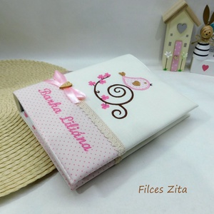 Madárkás hímzett fotóalbum - textil hímzett fényképalbum névhímzéssel - otthon & életmód - papír, írószer - album & fotóalbum - Meska.hu