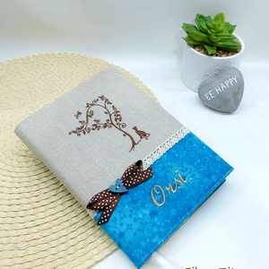 A5 határidőnapló hímzett borítóval  - CICÁS - névhímzéssel  - Meska.hu