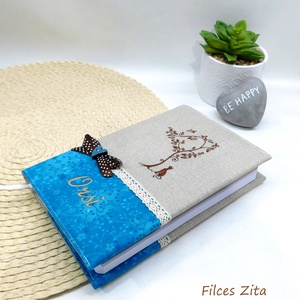 A5 határidőnapló hímzett borítóval  - CICÁS - névhímzéssel  - otthon & életmód - papír, írószer - jegyzetfüzet & napló - Meska.hu