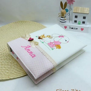 Nyuszis hímzett fotóalbum  - otthon & életmód - papír, írószer - album & fotóalbum - Meska.hu