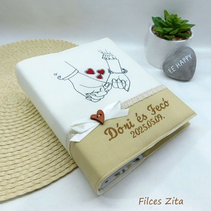 Esküvői hímzett fotóalbum - vintage esküvői album névhímzéssel, Esküvő, Emlék & Ajándék, Album & Fotóalbum, Varrás, Hímzés, MESKA