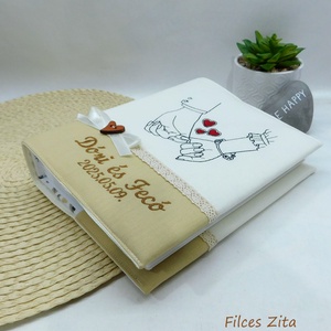 Esküvői hímzett fotóalbum - vintage esküvői album névhímzéssel - esküvő - emlék & ajándék - album & fotóalbum - Meska.hu