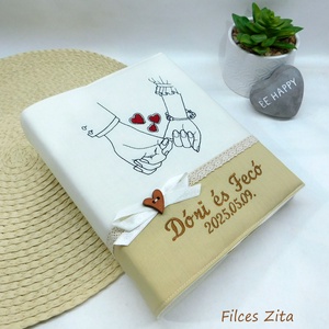 Esküvői hímzett fotóalbum - vintage esküvői album névhímzéssel - esküvő - emlék & ajándék - album & fotóalbum - Meska.hu