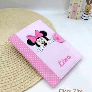 Minnie egészségügyi kiskönyv borító névhímzéssel - eü textil borító névvel, Baba - mama, Babaemlékek, Egészségügyi kiskönyv borító, Varrás, Hímzés, MESKA
