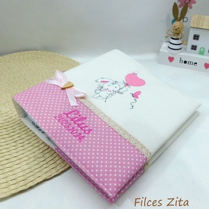 Nyuszis fotóalbum  - babaalbum névhímzéssel - nyuszis fényképalbum - otthon & életmód - papír, írószer - album & fotóalbum - Meska.hu