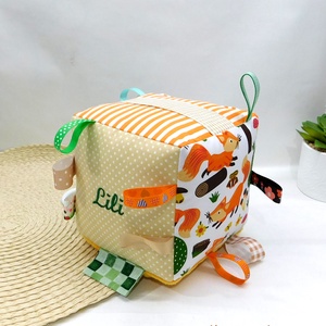 Rókás babakocka - interaktív rókás mókakocka névhímzéssel , Baba - mama, Baba játékok, Babakocka, Varrás, Hímzés, MESKA