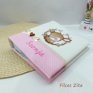 Őzikés névre szóló  baba fotóalbum - textil fényképalbum hímzett névvel - otthon & életmód - papír, írószer - album & fotóalbum - Meska.hu