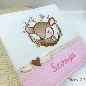 Őzikés névre szóló  baba fotóalbum - textil fényképalbum hímzett névvel - otthon & életmód - papír, írószer - album & fotóalbum - Meska.hu