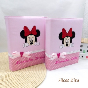 Minnie egeres  hímzett baba fotóalbum - textil fényképalbum névhímzéssel - egyedi babaalbum - otthon & életmód - papír, írószer - album & fotóalbum - Meska.hu