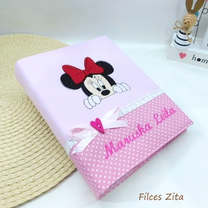 Minnie egeres  hímzett baba fotóalbum - textil fényképalbum névhímzéssel - egyedi babaalbum, Otthon & Életmód, Papír, írószer, Album & Fotóalbum, Varrás, Hímzés, MESKA