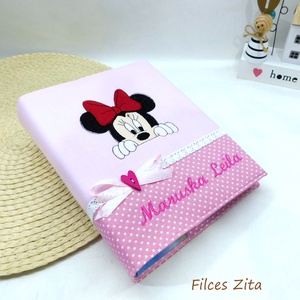Minnie egeres  hímzett baba fotóalbum - textil fényképalbum névhímzéssel - egyedi babaalbum - otthon & életmód - papír, írószer - album & fotóalbum - Meska.hu