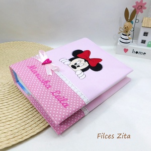 Minnie egeres  hímzett baba fotóalbum - textil fényképalbum névhímzéssel - egyedi babaalbum - otthon & életmód - papír, írószer - album & fotóalbum - Meska.hu