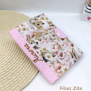 Erdei állatos  őzikés egészségügyi kiskönyv borító névhímzéssel, Baba - mama, Babaemlékek, Egészségügyi kiskönyv borító, Varrás, Hímzés, MESKA