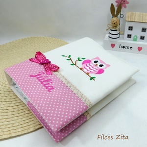 Baglyos névre szóló fotóalbum - textil fényképalbum babáknak  - otthon & életmód - papír, írószer - album & fotóalbum - Meska.hu