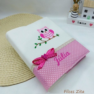 Baglyos névre szóló fotóalbum - textil fényképalbum babáknak , Otthon & Életmód, Papír, írószer, Album & Fotóalbum, Varrás, Patchwork, foltvarrás, MESKA