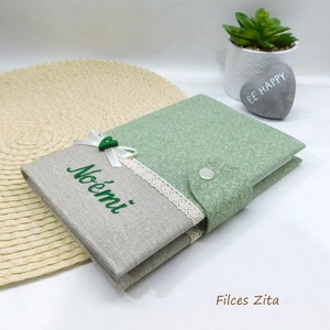 Zöld virágos napló névhímzéssel  - otthon & életmód - papír, írószer - jegyzetfüzet & napló - Meska.hu