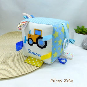 Traktoros névre szóló babakocka- mókakocka csörgővel - baba - mama - baba játékok - babakocka - Meska.hu