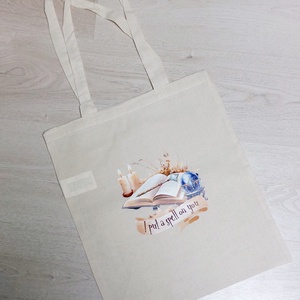 Vászontáska - mágia könyv, Táska & Tok, Bevásárlás & Shopper táska, Shopper, textiltáska, szatyor, Varrás, MESKA