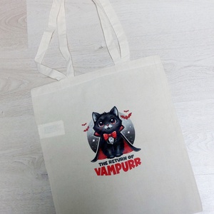 Vászontáska - vámpír cica, Táska & Tok, Bevásárlás & Shopper táska, Shopper, textiltáska, szatyor, Varrás, MESKA