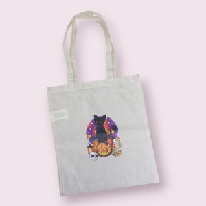 Vászontáska - koponyás cica, Táska & Tok, Bevásárlás & Shopper táska, Shopper, textiltáska, szatyor, Varrás, MESKA