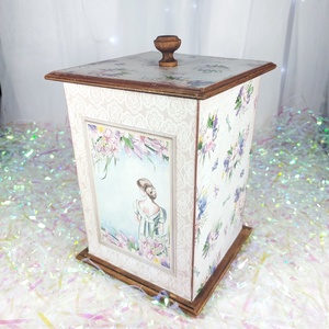 Nagy fadoboz - Bridgerton stílusú, DIY (Csináld magad), Workshop & Tanfolyam, Decoupage, transzfer és szalvétatechnika, MESKA
