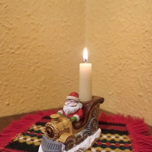 Kézműves kerámiapor Mikulás mozdony gyertyatartó, karácsonyi lakásdekoráció - Meska.hu