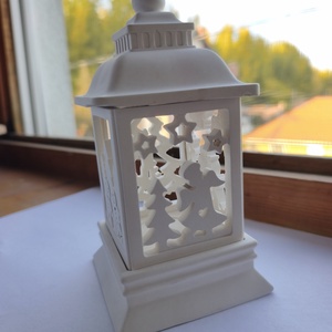 Hófehér kerámia karácsonyi lámpás, kézműves áttört lampion mécsestartó - Meska.hu