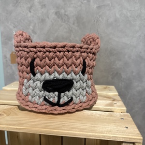 Horgolt macis kosár - baba - mama - babaszoba-dekoráció - babaszoba dekoráció - Meska.hu