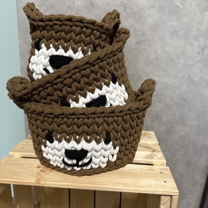 Horgolt macis kosár szett , Baba - mama, Játéktároló, Babaszobabútor, , MESKA