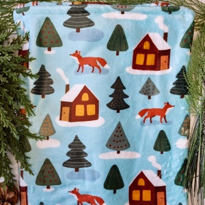 Téli takaró - Fenyves és Rókák, Otthon & Életmód, Babaszoba, gyerekszoba, Babatakaró, gyerek pléd, Fotó, grafika, rajz, illusztráció, MESKA