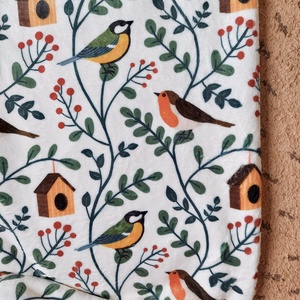 Téli takaró - Erdei madáretető - otthon & életmód - babaszoba, gyerekszoba - babatakaró, gyerek pléd - Meska.hu