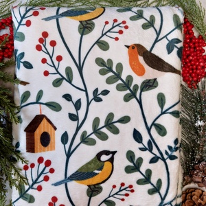 Téli takaró - Erdei madáretető, Otthon & Életmód, Babaszoba, gyerekszoba, Babatakaró, gyerek pléd, Fotó, grafika, rajz, illusztráció, MESKA