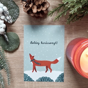 Print - Boldog karácsonyt! - róka - karácsony - karácsonyi ajándékozás - karácsonyi képeslap, üdvözlőlap, ajándékkísérő - Meska.hu