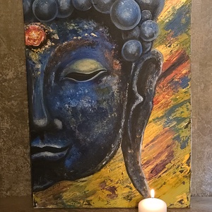 Belső béke - Kézzel festett Buddha vászonkép - Meska.hu