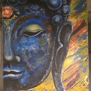 Belső béke - Kézzel festett Buddha vászonkép - művészet - festmény - akril - Meska.hu