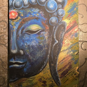 Belső béke - Kézzel festett Buddha vászonkép - művészet - festmény - akril - Meska.hu