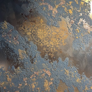 Mandala - Struktúrált festmény vegyes technikával (38x32 cm) - Meska.hu