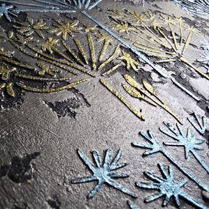 3D Texturált Virágkompozíció � Kék és Arany elegancia - művészet - festmény - festmény vegyes technika - Meska.hu