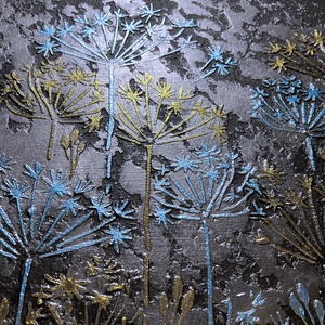 3D Texturált Virágkompozíció � Kék és Arany elegancia - művészet - festmény - festmény vegyes technika - Meska.hu