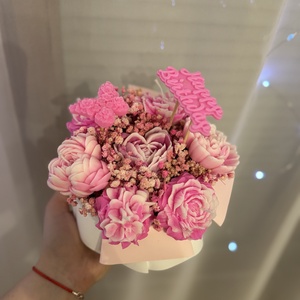 Ajándék kézzel készült gyertya virágbox, Otthon & Életmód, Gyertya, illat, aroma, Gyertya, Gyertya-, mécseskészítés, MESKA