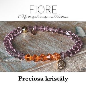 Preciosa  Bicone 6 mm kristálykarkötő, lila-narancs . - Meska.hu