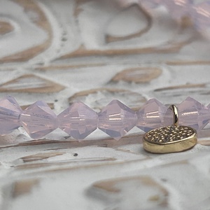 Rózsaszín Preciosa bicone 6 mm kristálykarkötő. - ékszer - karkötő - ásványkarkötő - Meska.hu