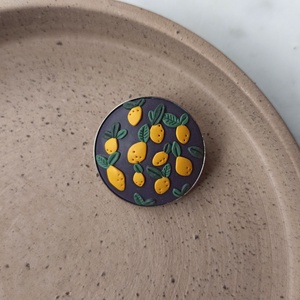 Citromos gyurma kitűző, Ékszer, Kitűző és Bross, Ékszerkészítés, Gyurma, MESKA