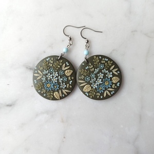 Virágos fülbevaló, Ékszer, Fülbevaló, Lógó fülbevaló, Ékszerkészítés, Gyurma, MESKA