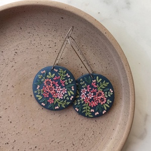 Virágos fülbevaló, Ékszer, Fülbevaló, Lógó fülbevaló, Ékszerkészítés, Gyurma, MESKA