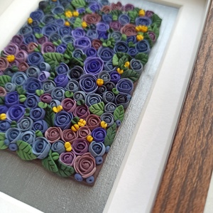 Indigó virágtenger - 3D gyurma kép (S) - otthon & életmód - dekoráció - kép & falikép - 3d képek - Meska.hu