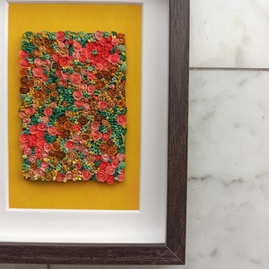 Rózsaszín-sárga virágtenger - 3D gyurma kép (M), Otthon & Életmód, Dekoráció, Kép & Falikép, 3d képek, Gyurma, MESKA