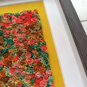 Rózsaszín-sárga virágtenger - 3D gyurma kép (M) - otthon & életmód - dekoráció - kép & falikép - 3d képek - Meska.hu